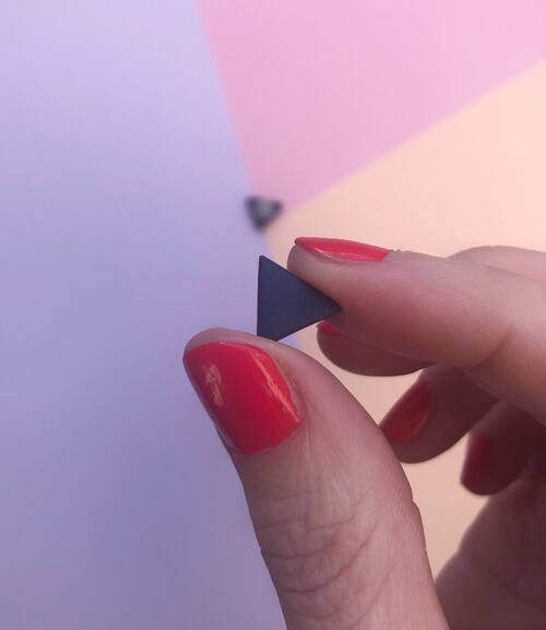 Simple navy triangle stud earrings