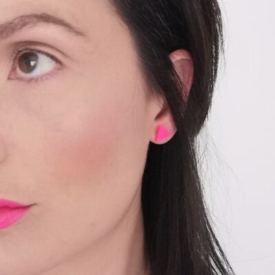 Neon pink triangle earrings