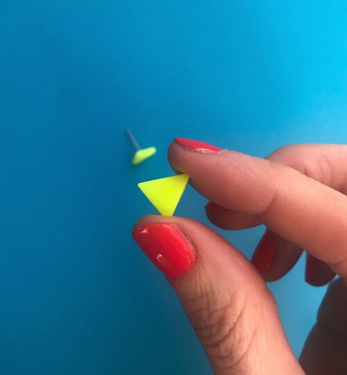 Neon yellow triangle earrings