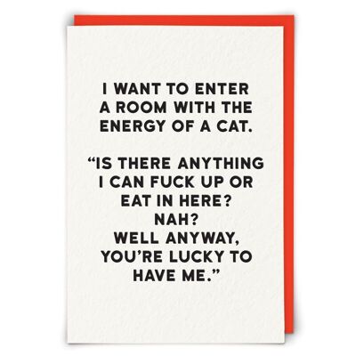 Tarjeta de felicitación de energía de gato