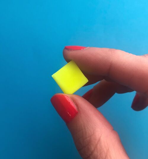 Neon yellow square earrings