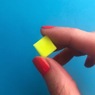 Neon yellow square earrings