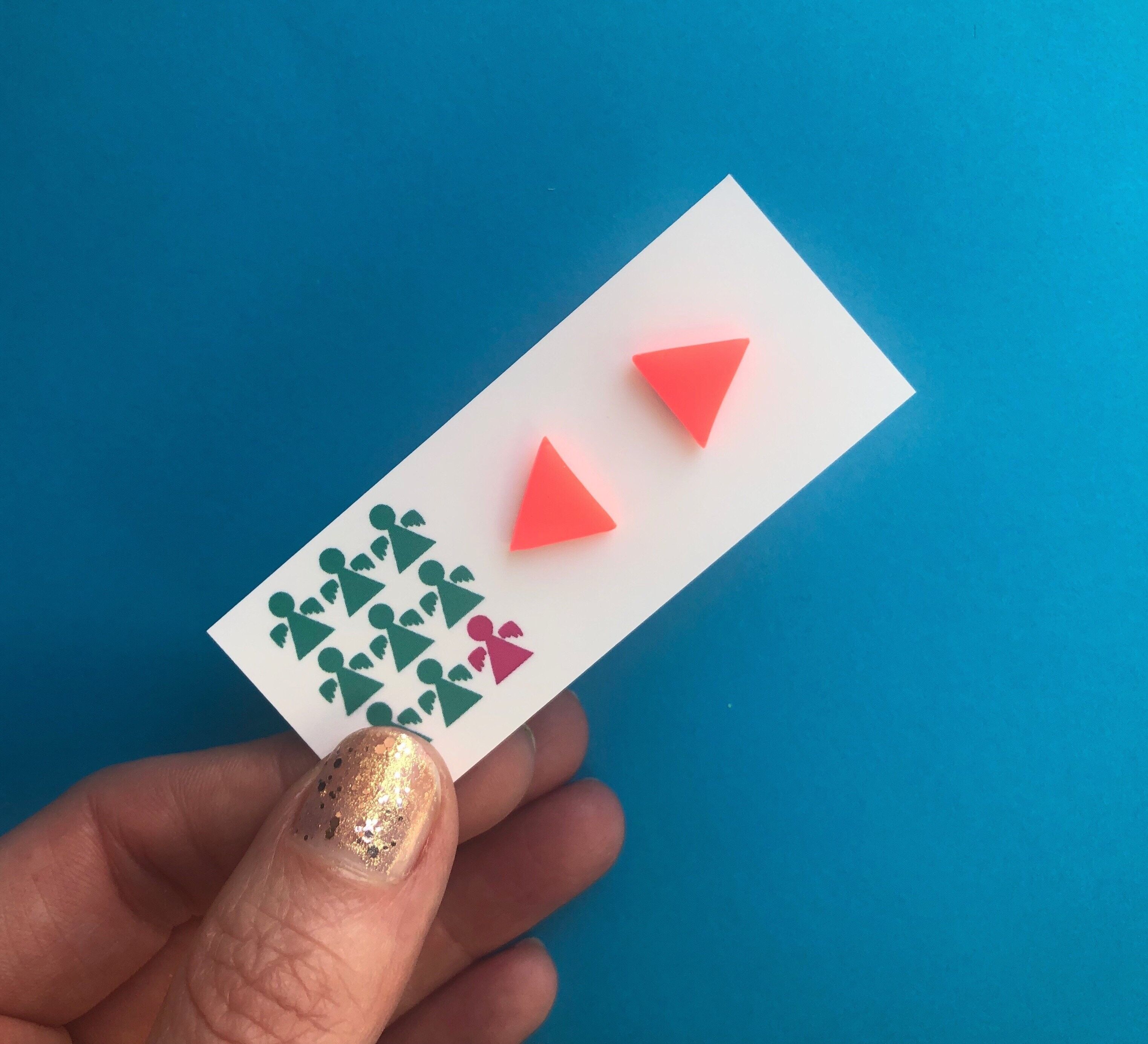 Neon orange triangle earrings