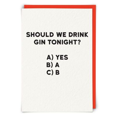 Gin esta noche tarjeta de felicitación