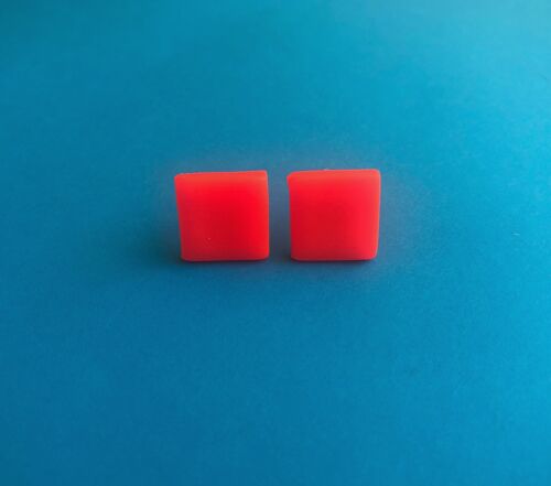 Neon orange square earrings