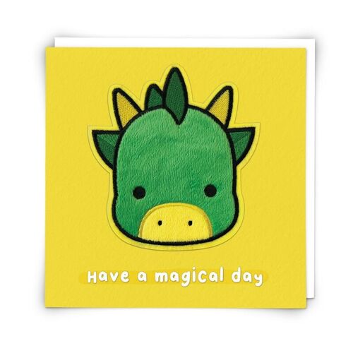 Dexter Dragon Greetings Card with Reusable Plushie Patch