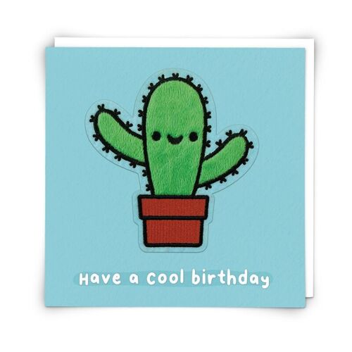 Spike Cactus Greetings Card with Reusable Plushie Patch
