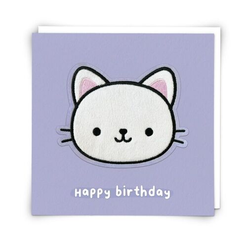 Lola Cat Greetings Card with Reusable Peel Off Plushie Patch