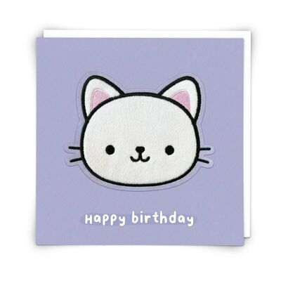 Lola Cat Greetings Card with Reusable Peel Off Plushie Patch