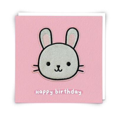Ruby Rabbit Greetings Card with Reusable Plushie Patch