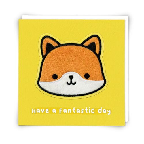 Freddie Fox Greetings Card with Reusable Plushie Patch