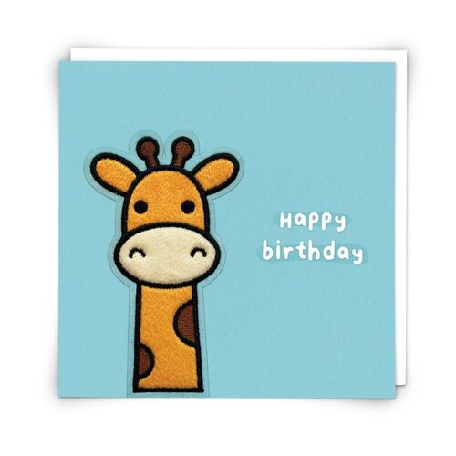 Hudson Giraffe Greetings Card with Reusable Plushie Patch