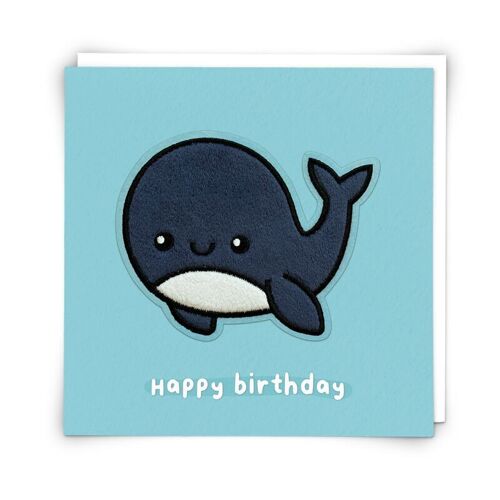 Wilbur Whale Greetings Card with Reusable Plushie Patch