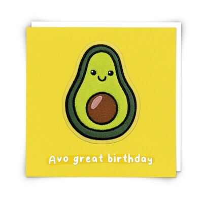 Alfie Avocado Greetings Card with Reusable Plushie Patch