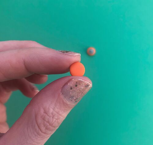 Orange mini-circle stud earrings