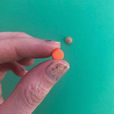 Orange mini-circle stud earrings