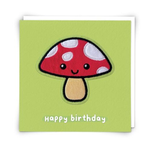 Woody Mushroom Greetings Card with Reusable Plushie Patch