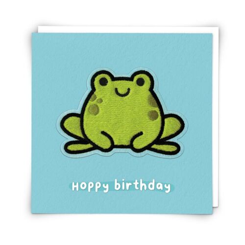Frankie Frog Greetings Card with Reusable Plushie Patch