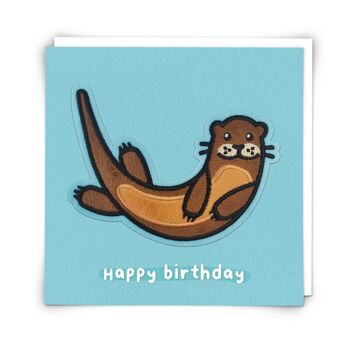 Carte de vœux Oscar Otter avec patch peluche réutilisable