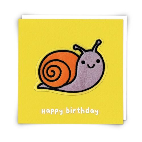 Sheldon Snail Greetings Card with Reusable Plushie Patch