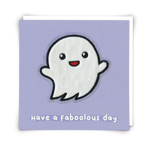 Boo Ghost Greetings Card with Reusable Plushie Patch