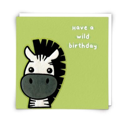 Ezra Zebra Greetings Card with Reusable Plushie Patch