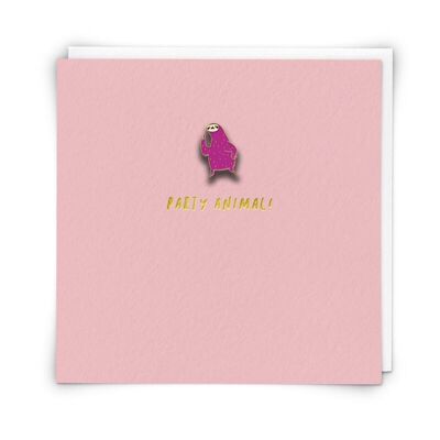 Sloth Greetings Card with Enamel Pin