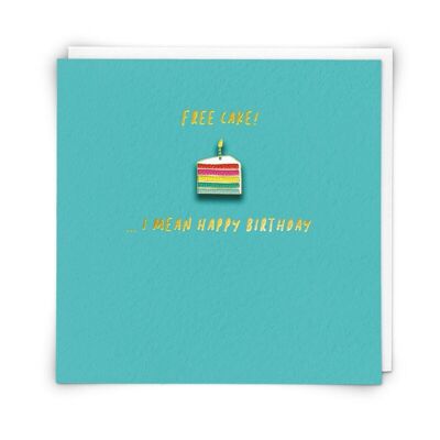 Free Cake Greetings Card with Enamel Pin