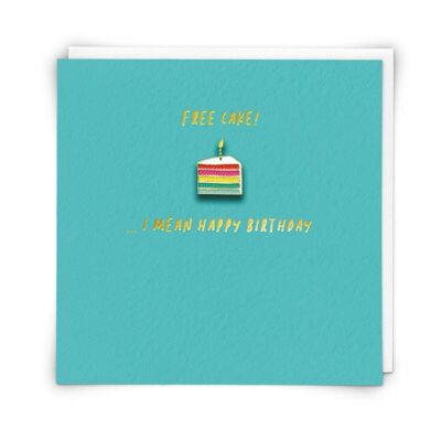 Tarjeta de felicitación de pastel gratis con pin de esmalte