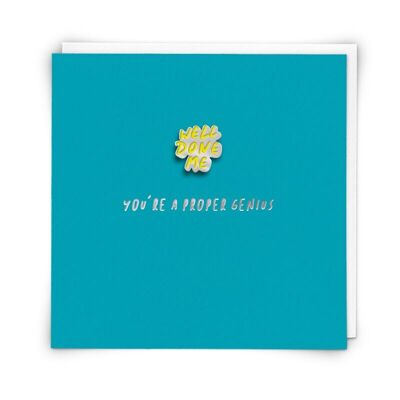 Well done me Greetings Card with Enamel Pin Badge