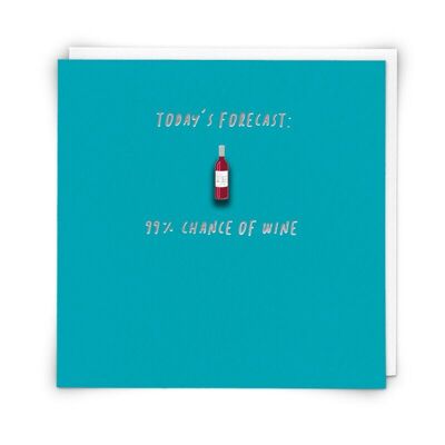 Wine Bottle Greetings Card with Enamel Pin