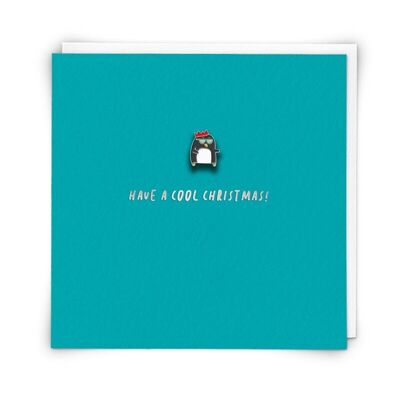 Tarjeta de felicitación navideña de pingüino