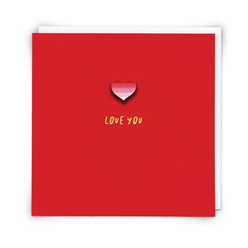 Love You Greetings Card with Enamel Pin Badge