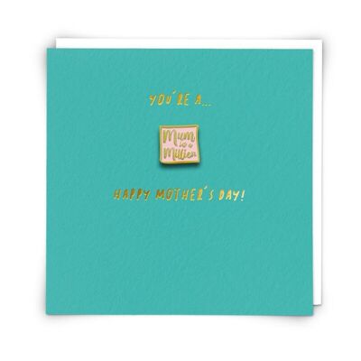 Carte de vœux Million avec badge à épingle en émail