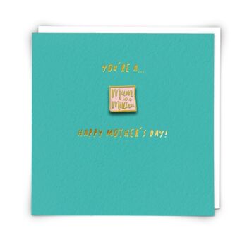 Carte de vœux Million avec badge à épingle en émail