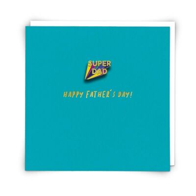 Superdad Greetings Card with Enamel Pin Badge