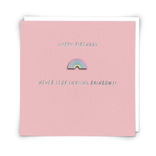 Pastel rainbow Greetings Card with Enamel Pin