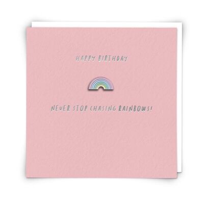 Pastel rainbow Greetings Card with Enamel Pin