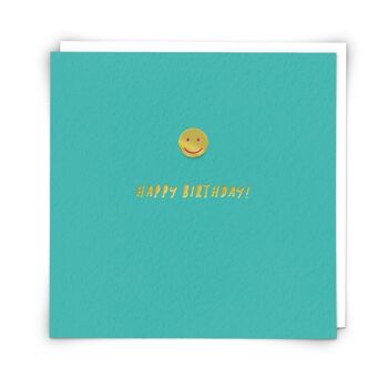 Carte de voeux Smiley Pin avec épingle en émail