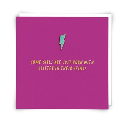 Bolt Greetings Card with Enamel Pin Badge