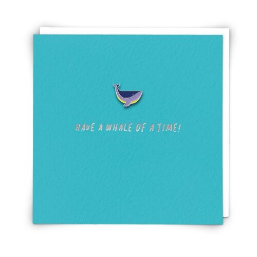 Whale pin Greetings Card with Enamel Pin Badge