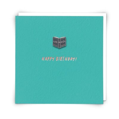 Book Greetings Card with Enamel Pin Badge