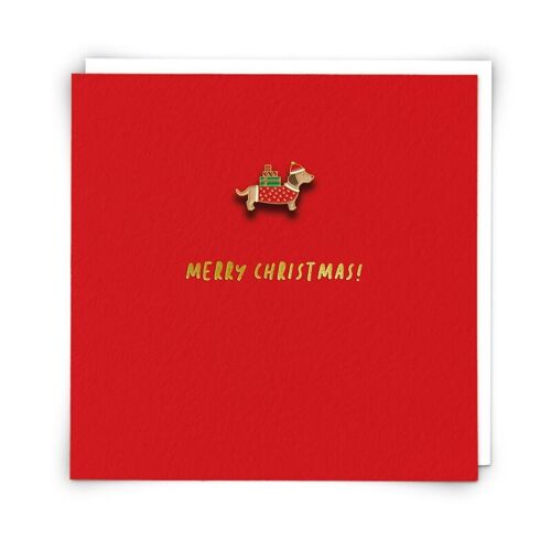 Christmas Dog Pin Greetings Card