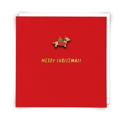 Christmas Dog Pin Greetings Card