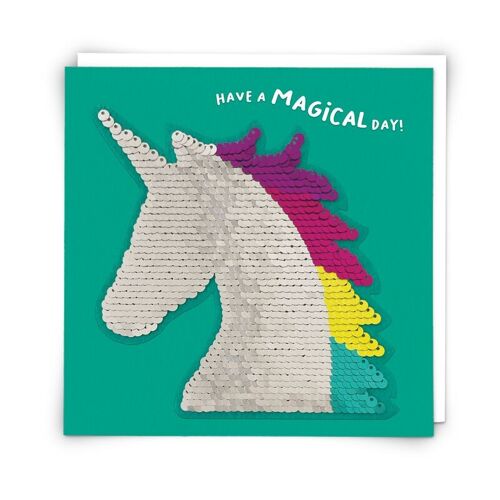 Unicorn Greetings Card with Reusable Sequin Patch