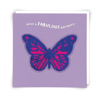 Butterfly Greetings Card with Reusable Sequin Patch