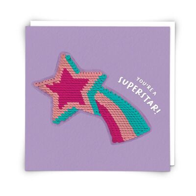 Carte de vœux étoiles avec patch à paillettes réutilisable