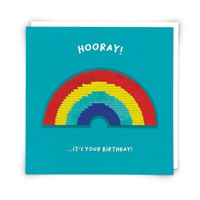 Rainbow Greetings Card with Reusable Sequin Patch