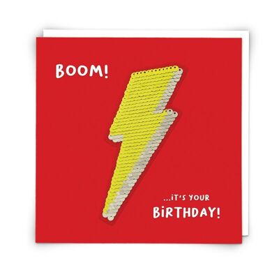 Lightning bolt Greetings Card with Reusable Patch