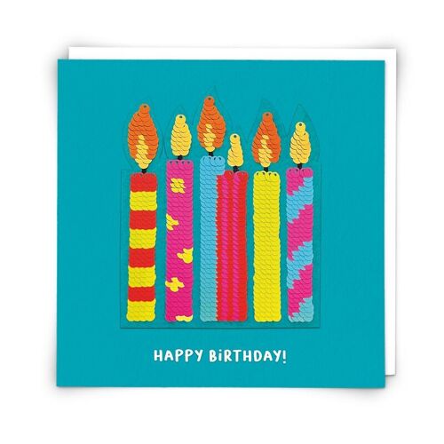 Neon Candles Greetings Card with Reusable Sequin Patch